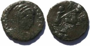 Postumuous struck Roman coin of Constantine I Treveri mint
