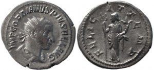 Roman coin of Gordian III 238-244AD silver antoninianus - FELICIT TEMP