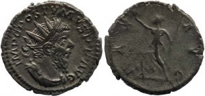 Roman coin of Postumus silvered antoninianus - PAX AVG