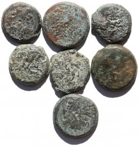 7 Large Uncleaned Ancient Egyptian coins - Ptolemaic period
