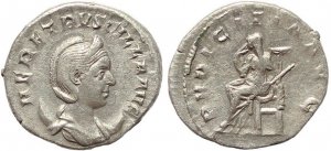 Roman coin of Herenia Etruscilla AR silver antoninianus - PVDICITIA AVG